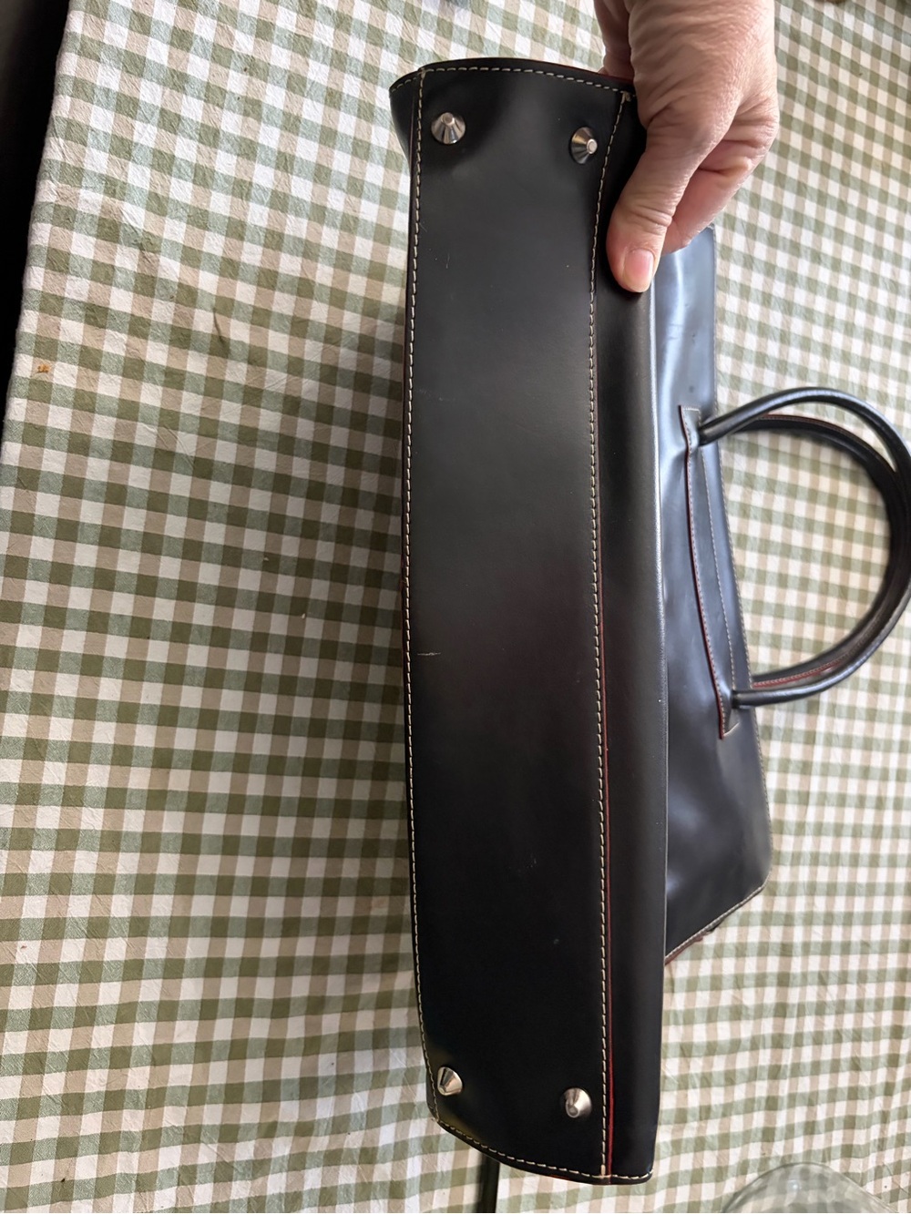 Lodis Black Leather Laptop Tote with Red Piping - Picture 7 of 9